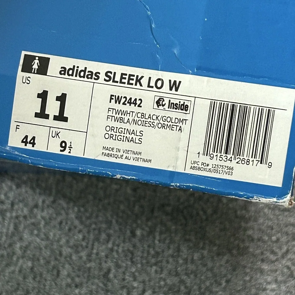 Adidas Shoes Womens Size 11 White Sleek Lo W Canvas Rainbow Logo Sneakers FW2442